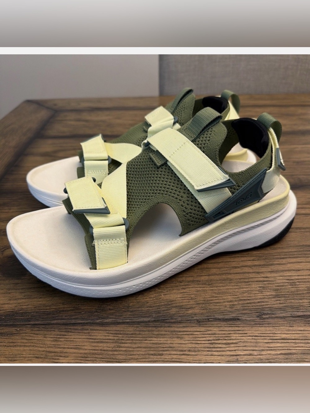 Teva Olive Green and Light Yellow Men’s Sport Sandals - Picture 3 of 5